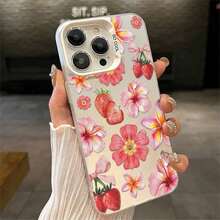 A Stylish Phone Case Does Not Include A Lanyard Or Stand. This Strawberry And Hibiscus Floral Design Phone Case Is Compatible With IPhone 11, 12, 13, 14, 15, 16, 17, Pro Max, X, XS, And XS Max. It's A Cute And Fashionable Vintage-Style Silicone Case With A Protective Cover. You Can Get It For Yourself Or Your Friends. - 銀色 - 查看 9