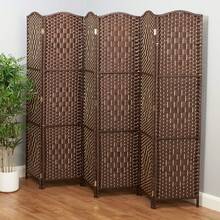 Solid Weave Handmade Wicker Room Divider - Dark Brown - View 4