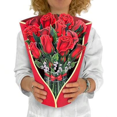 一套创意3D立体花朵礼品贺卡，母亲节、生日、节日庆典礼品卡