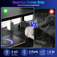 EnHomee 55"Gaming Desk Computer Desk With Power Outlets, Modern Desk Table Home Office Desk Vanity Table With Storage & Ergonomic Monitor Stand - Xem 5