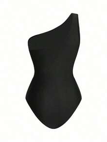 Swim Oasis One-Piece Swimsuit With Solid Color Ruched Mesh Panel And Sarong Skirt - Black - View 4
