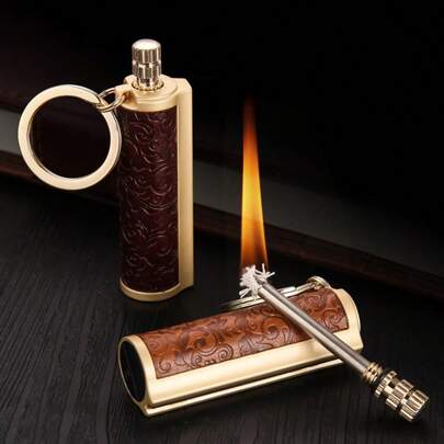 Permanent Match Lighter, Metal Flint Keychain Lighter, Reusable Survival Fire Starter, Waterproof Emergency Tool For Outdoor Camping Hiking, No Fuel Included