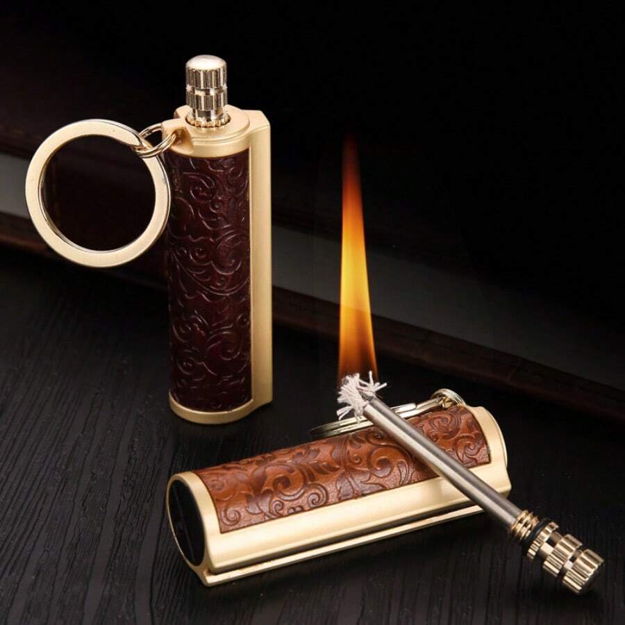 Permanent Match Lighter, Metal Flint Keychain Lighter, Reusable Survival Fire Starter, Waterproof Emergency Tool For Outdoor Camping Hiking, No Fuel Included - View 1