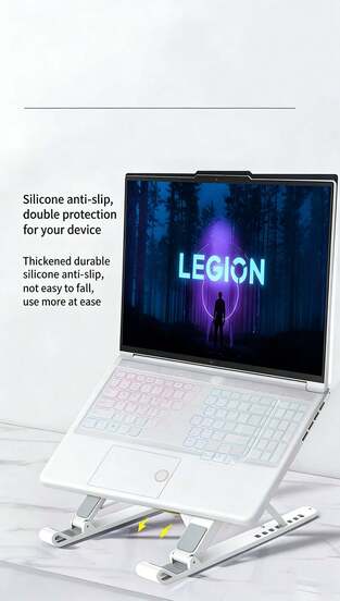 Lenovo Giá đỡ tản nhiệt laptop X1, giá đỡ gấp gọn điều chỉnh 5 cấp độ chiều cao, giá đỡ laptop để bàn di động có lỗ khoét.