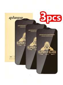 XINHONGYU 3pcs Screen Protector Compatible With IPhone 17 Pro Max, High-Definition Transparent Tempered Glass Protector, Full Coverage Tempered Glass Film, 9H+ Hardness, Compatible With IPhone 17 Pro, 9H 9D Protection Glass, High-Definition Glass Screen Protector - Black - View 3