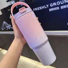 890ml保溫旅行水瓶，雙色瓶身設計，附手柄方便攜帶。大容量飲水杯，適合茶、牛奶、咖啡和飲用水。適用於學生、成人和家庭在居家、學校、戶外露營、野餐、旅行等場合使用。也是送給朋友和家人的絕佳禮物。 - 彩色 - 查看 7