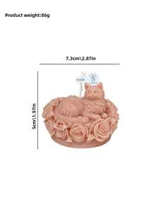 Cat Wreath Shaped Scented Candle - 4 Colors Natural Soy Wax Handmade Long-Lasting, Healing Home Decor, Birthday Gift - Rose Cat Language - Scented Candle - View 11