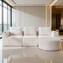 Sofas & Couches - Beige + Polyester + Upholstered + 2 Seat + Upholstered - View 1