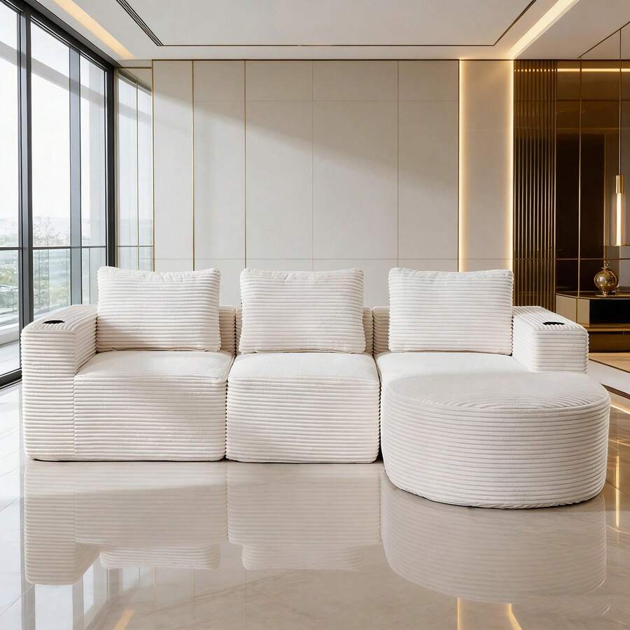 Sofas & Couches - Beige + Polyester + Upholstered + 2 Seat + Upholstered - View 1