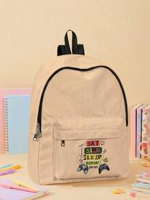 1 pieza Mochila con múltiples bolsillos impresa con consola de juegos de dibujos animados, de gran capacidad, versátil, de alta calidad, con cierre de cremallera, adecuada para niños y niñas, excelente para la escuela y actividades al aire libre - Multicolor - Ver 10