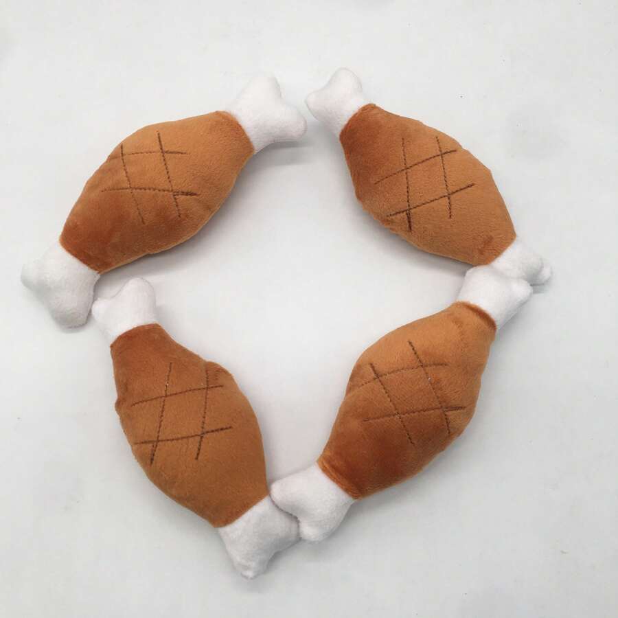 Pet Bone Shaped Squeaky Toy, Chicken Wing Plush Interactive Chew Toy For Dogs, No Battery Required, Dog Dental Care And Play Supplies