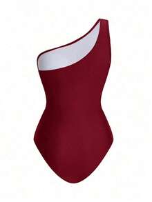 Swim Oasis Traje de baño de una pieza con panel de malla fruncida de unicolor y falda pareo - Burdeos - Ver 8