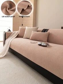 1pc European Style Sofa Cushion, Luxury Minimalist Sofa Cover, Anti-Slip Anti-Dust Anti-Scratch, Decorative For Bedroom Living Room Office Study, Suitable For All Seasons, Sofa Cover - Khaki - View 1