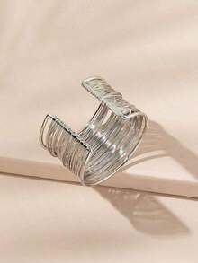 Hollow Out Cuff Bangle - 銀 - 查看 4