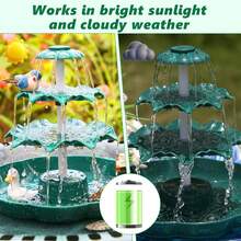 6.5W Solar Bird Bath Fountain, 3-Tiered Waterfall With 9 Water Streams, DIY Detachable Solar Pump Lightweight Resin Plastic For Garden Outdoor Bird Feeder Decor,Garden Stuff,Gardening Supplies - Dark Green - View 8