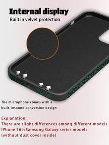Crocodile Pattern 1pc Black Crocodile Leather Texture Shockproof Phone Case With Rotating Sound Design, Compatible With Iphone 17/16/15/14/13/12/11/XR/7P/8P/XS Max/X/XS, Galaxy - Dark Green - View 10