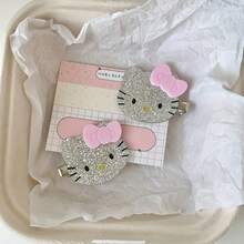 SANRIO Kẹp tóc Hello Kitty lấp lánh - Kẹp tóc nơ hoạt hình dễ thương, phù hợp với tóc mái và tóc xoăn. - Nhiều màu - Xem 4