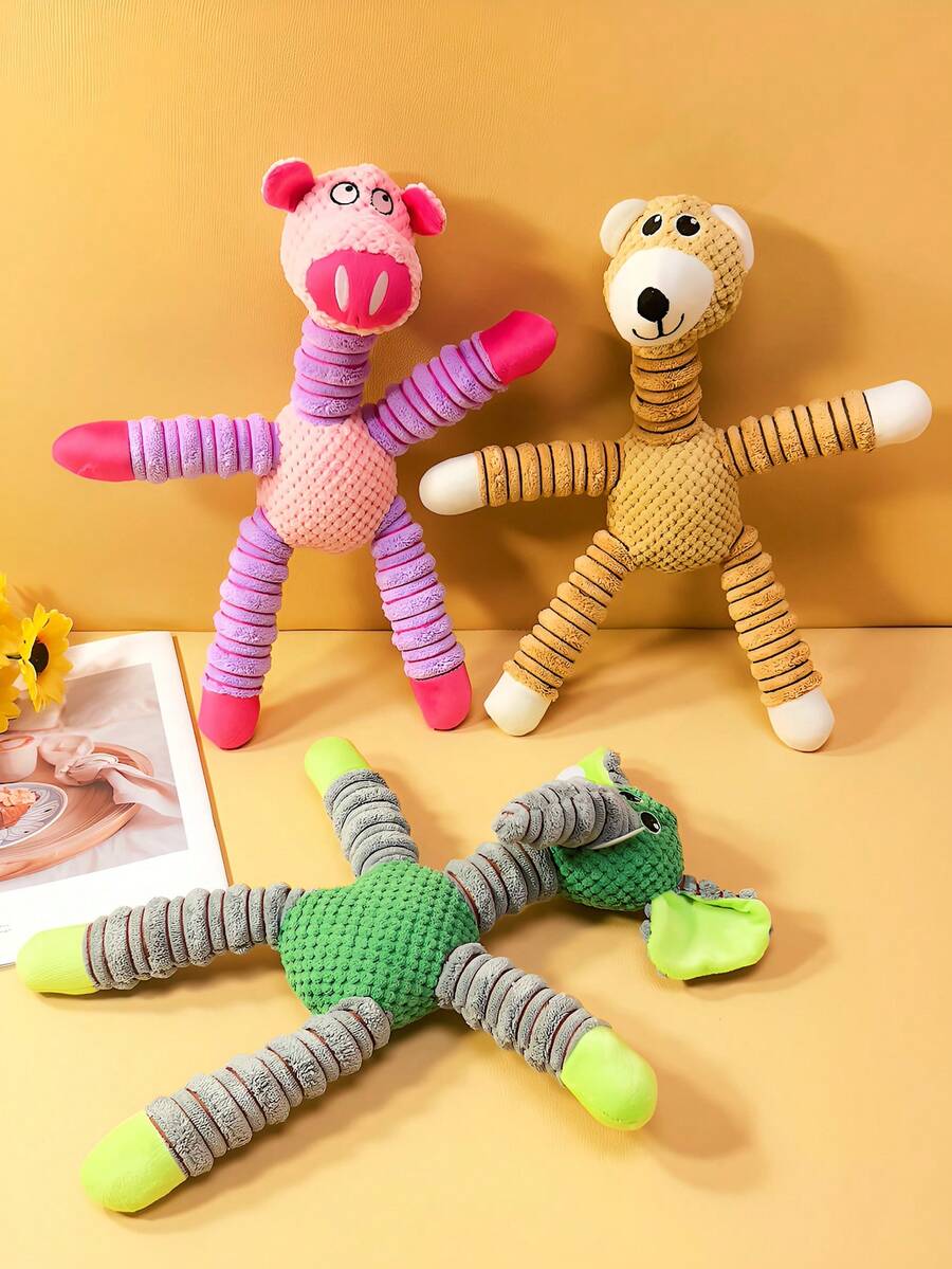 1个狗狗玩具，耐咬磨牙，大象熊猪动物发声玩具，小型犬宠物玩具 - 彩色 - 查看 1