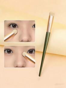 2支/1支遮瑕刷、粉底刷、迷你圆头眼影刷、鼻部轮廓刷、长柄唇刷、腮红刷、修容刷，适合化妆新手，男女通用 - 軍綠色 - 查看 5