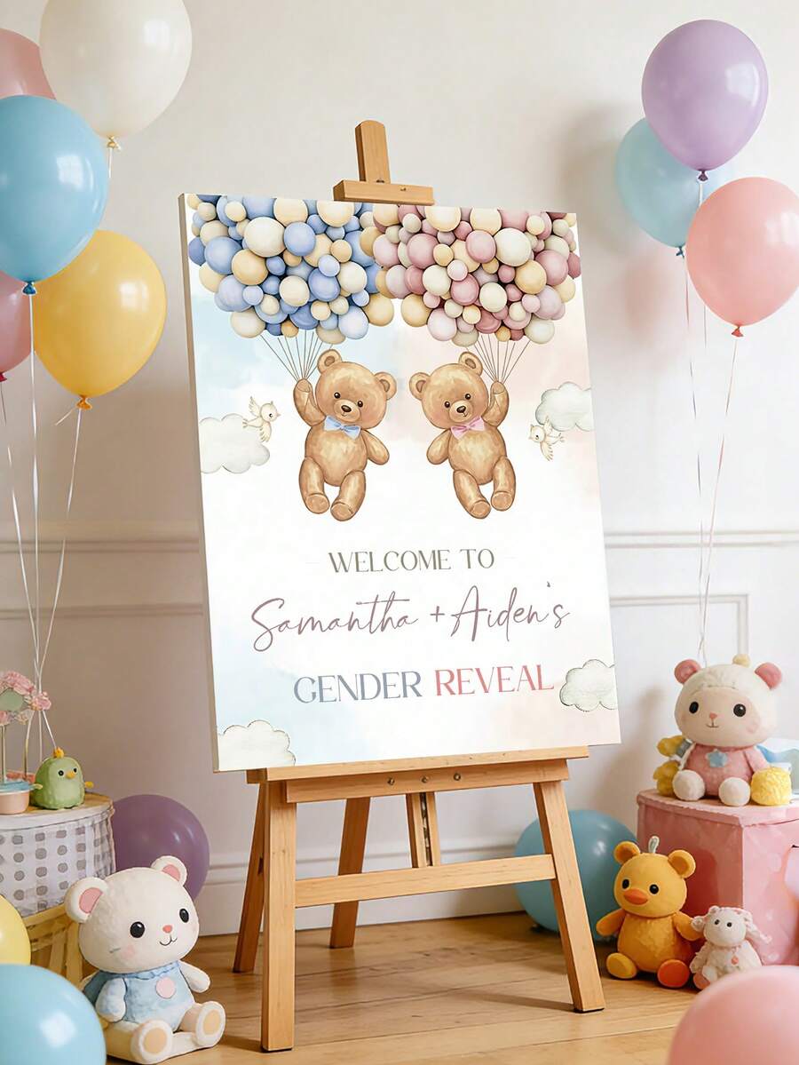 1 buah Papan Selamat Datang Pengungkapan Jenis Kelamin Bayi yang Dipersonalisasi, Dekorasi Pesta Pengungkapan Jenis Kelamin Bayi Berbentuk Boneka Beruang dengan Nama yang Disesuaikan, Pesta Baby Shower untuk Bayi Laki-laki atau Perempuan, Kembali ke Sekolah - MultiWarna - View 1