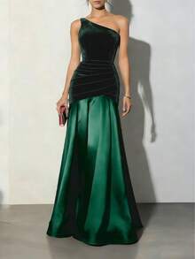 Đầm dự tiệc mùa hè thanh lịch, đầm nữ màu đỏ trơn không tay, áo nhung dáng chữ A, đầm dạ hội sang trọng dự tiệc cưới mùa xuân, đầm tốt nghiệp, đầm dạ hội. - màu xanh lá - Xem 2