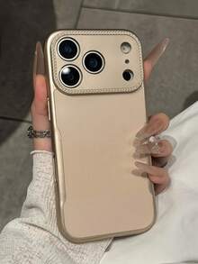 亮片鑽飾奢華啞光純色保護手機殼，適用 17 Pro Max、17 Pro、16、15、14、13 Pro Max Plus，柔軟防摔背蓋 - 香檳金 - 查看 2