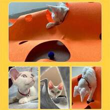 Tunnel interactif pour chat en polyester avec tapis de jeu, détachable et pliable pour un rangement facile. Jeu de cache-cache pour chat et chien, tapis à mâcher. Tunnel pour chat tout-en-un pour dormir et jouer. Meilleur cadeau de Noël et de Thanksgiving pour les chats de compagnie - Multicolore - Voir 8