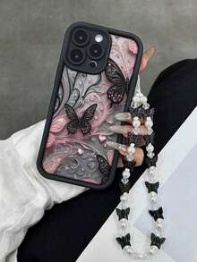 8-Butterfly Painted Grooved Pink With Butterfly Chain Shockproof Thick Simple Fashionable Case Compatible With IPhone 16/Compatible With IPhone 15, Painted Compatible With IPhone 15 Pro Max, Compatible With Apple P13 Phone Case P14 Women P11 Soft Case P12 Shockproof XS.XR / 16 Promax / 13 Case/Case/78P.78GES2 Compatible With IPhone 16/Compatible With IPhone 15/ XR /Compatible With IPhone 16 PROMAX/7p8p/P12promax/P13promax/P14 PROMAX /P13/P14/P11/P12/P14 Women Soft Shockproof XS/S/XSMAX/78GES Phone Case Cover,International Version, Not The Domestic Version - Kiểu 2 (1 chiếc) - Xem 1