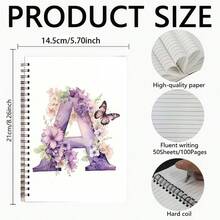 26pcs/Set Cute Initial Notebook, Durable Spiral Bound, Suitable For Study, Work And Note-Taking, High Quality Paper Material, Sketchbook, High-Grade Paper, Gift For Shoppers, Study Plan, Themed Diary, Notebook, Suitable For All Seasons - A5 - View 6