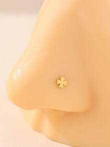 1 Peça Brinco de Nariz de Trevo de Quatro Folhas Minimalista em Aço Inoxidável, Uso Diário Versátil para Mulheres - Dourado - Visão 1