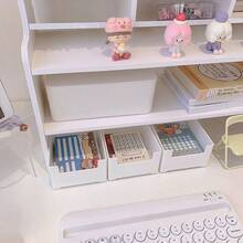 Student Dormitory Office Room Space, Desk Height, Multi-Layer Desk Shelves, Plastic Storage Rack For Stationery, Bookshelf - White - View 4