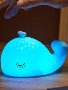 Cartoon Whale Night Light, 7-Color Lighting Modes, Warm Light, USB Rechargeable, Bedside Lamp, Dimmable, Sleep Timer, Desk Decor, Gift For Friends, Couples, Birthday - Whale Blue Seven-color Edition - View 7