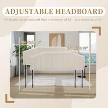 Upholstered Headboard For Full/Queen Beds - Arched Headboard Wall Mount & Bed Frame Mount, Adjustable Height, Velvet Tufted Modern Vertical Channel Design (Beige, Queen (U.S. Standard)) - Beige - View 3