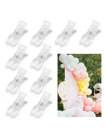 10pcs/5pcs Large Transparent Plastic Balloon Arch Clips, Suitable For Balloon Arch Kits, Birthday Decorations, DIY Crafts, Photography Studio, Craft Supplies (Transparent)