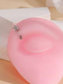 1 chiếc khuyên tai, khuyên mũi, khuyên lông mày tối giản hình hoa mai, đính đá Zirconia, làm từ thép không gỉ 316L và hợp kim đồng. - Bạc - Xem 5