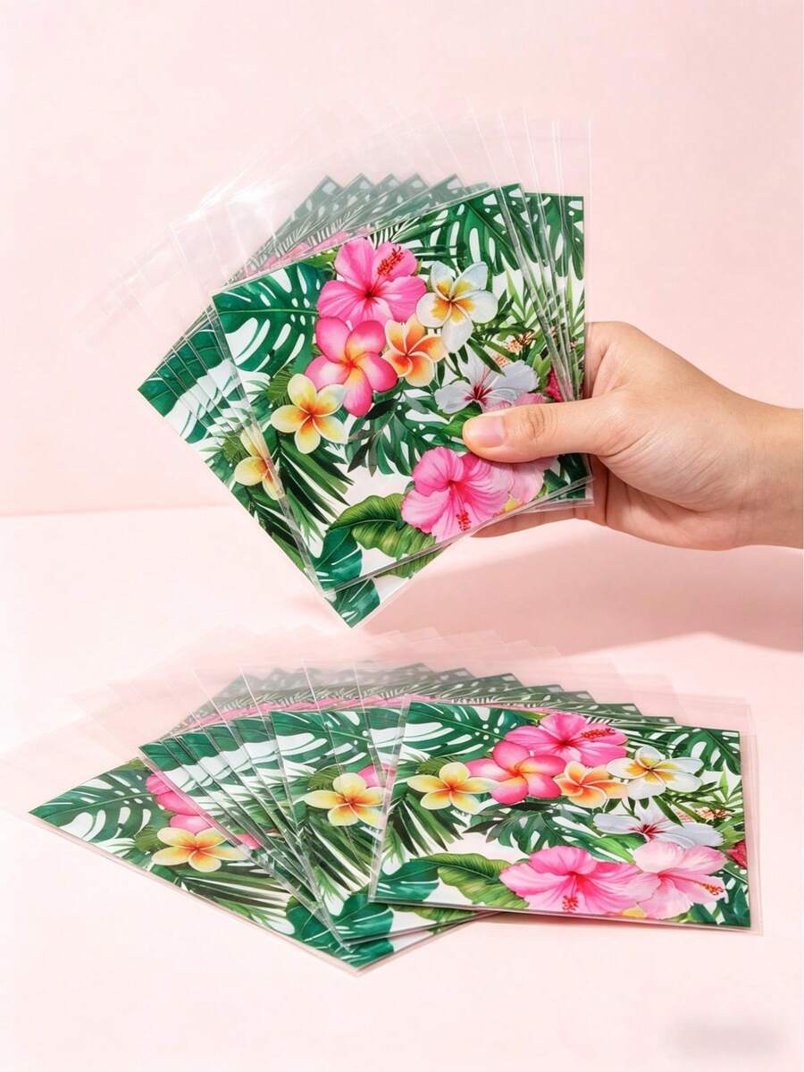 100 pièces Sacs cadeaux floraux hawaïens, sacs auto-scellants avec motifs d'hibiscus et de feuilles de palmier hawaïens, décorations de fête à thème hawaïen, sacs de faveurs de fête d'anniversaire hawaïenne, décorations de table de fête tropicale hawaïenne, sacs à bonbons de mariage, décorations de baby shower, emballage de cuisine d'été, remplisseur de fête hawaïenne, décoration hawaïenne, cadeaux hawaïens, décoration d'été, cadeaux d'été, faveurs de fête