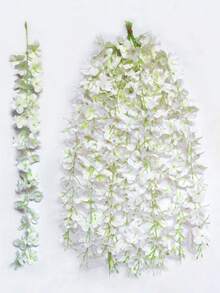 50个仿真紫藤丝绸花吊挂，白色紫藤藤蔓装饰，婚礼派对家居装饰绿色墙面花园天花板花卉装饰，1.64英尺仿真花绳，丝绸紫藤花环，完美的婚礼悬挂装饰，适用于派对、生日、家庭聚会、情人节礼物、派对花园家居桌面背景、仿真植物、人造花、人造植物 - 白色 - 查看 5