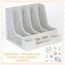 Estantería organizadora de 4 niveles, organizador de escritorio simple para documentos, soporte para libros de suministros de oficina, caja de almacenamiento para escritorio de estudiante - Una pieza - Ver 3