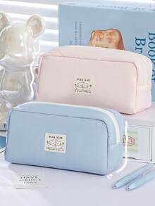 1pc Simple Solid Color Lucky Marshmallow Student Stationery Pencil Case, Large Capacity Desk Pencil Box, Multi-Pocket Organizer Design Pen Bag, Suitable For School, Office And Travel - Fit For Students, Professionals, Men And Women, School Stationery Storage Box, Multi-Function Storage Box, Secure Zipper Closure, Pencil Case - Multicolor - View 9