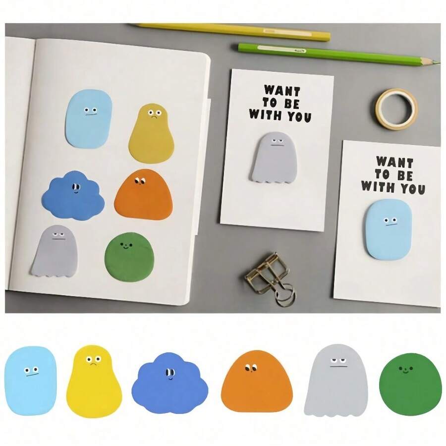6 piezas de notas adhesivas lindas. Serie biológica de caramelos. Memorándum creativo de dibujos animados removible. 6 estilos mezclados al azar. Temporada de regreso a la escuela. Regalo de apertura escolar. Herramienta de memorándum y toma de notas para el estudio. Para organizar archivos y tomar notas. - Como se muestra en la figura - Ver 1