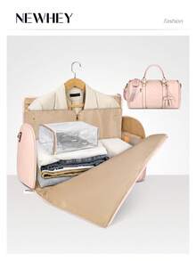 Sacos de Roupa para Viagem Mulheres Bolsa de Viagem Conversível de Couro com Bolso para Sapatos, Bolsa de Viagem Grande para Roupas Vestido Terno Negócios - Multicolorido - Visão 3