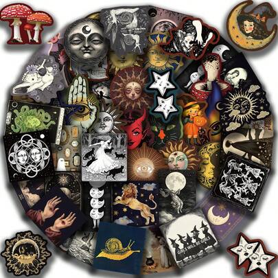 50 miếng dán vintage, sticker phong cách Gothic, sticker cá tính, sticker hình nấm, đồ trang trí hình nấm, quà tặng hình nấm, sticker đầu lâu, sticker vinyl dán laptop, ván trượt, sổ tay, máy tính, điện thoại, cốc, đàn guitar, hành lý, v.v.