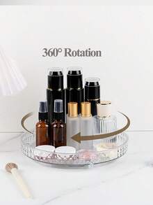 Khay đựng trang sức xoay 360°, hộp đựng mỹ phẩm trong suốt, giá đựng mỹ phẩm di động, khay xoay để bàn trong phòng tắm, giá trưng bày xoay góc cạnh, thích hợp cho bàn làm việc và bàn trang điểm để đựng mỹ phẩm, đồ dùng vệ sinh cá nhân, phụ kiện tóc, nước hoa, trang sức. Cũng có thể dùng làm vật trang trí bàn làm việc và trang trí nhà cửa. Món quà lý tưởng cho phụ nữ, quà Giáng sinh và quà tặng. - Trong sáng - Xem 4