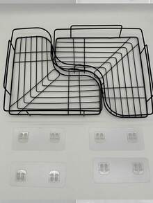 1 pieza Cesta de almacenamiento de esquina para fregadero de cocina, Estante de drenaje triangular para baño sin necesidad de taladrar - A - Ver 4