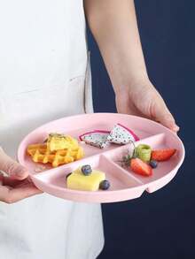 4pcs Microwave Plastic Divided Meal Plates, Round Salad Fruit Plates, Suitable For Diet Control And Weight Loss For Women And Students - Multicolor - View 6