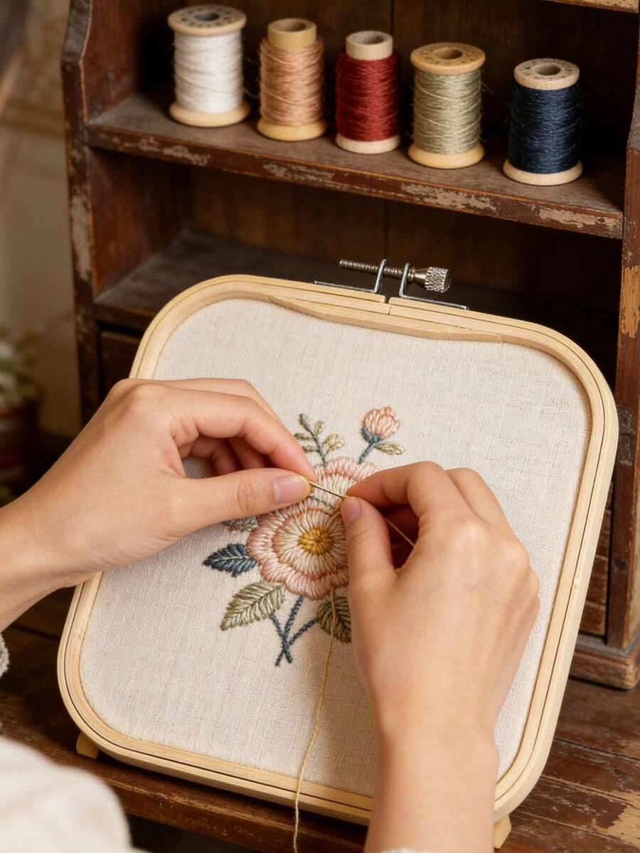 3 PiecesEmbroidery Ring, Square Bamboo Adjustable Frame, Square Embroidery Ring For Cross Stitch Craft Sewing, Small Embroidery Products Diy Embroidery Tools Diy Hand Embroidery Tool Kit, Suitable For Arts And Crafts, Convenient Sewing, Cross Stitch Products And Home Decoration - Multicolor - View 1