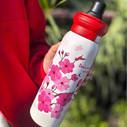 1 chiếc, họa tiết hoa, bình giữ nhiệt chân không bằng thép không gỉ 650ml, hai vòi uống có ống hút, tay cầm tiện lợi, chống rò rỉ, cách nhiệt hai lớp, đa năng, thích hợp cho ô tô, nhà, nơi làm việc và du lịch, thích hợp cho đồ uống nóng và lạnh, quà tặng ngày lễ, có thể dùng cho đồ uống có ga, an toàn khi rửa bằng máy rửa chén, thích hợp cho các hoạt động thể thao ngoài trời, mọi tình huống.