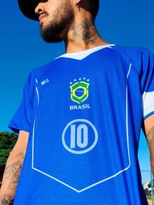 Brazil World Cup Personalized Dryfit Men's Football Jersey With Exclusive Retro Urban Prints - MOD 2 - View 2