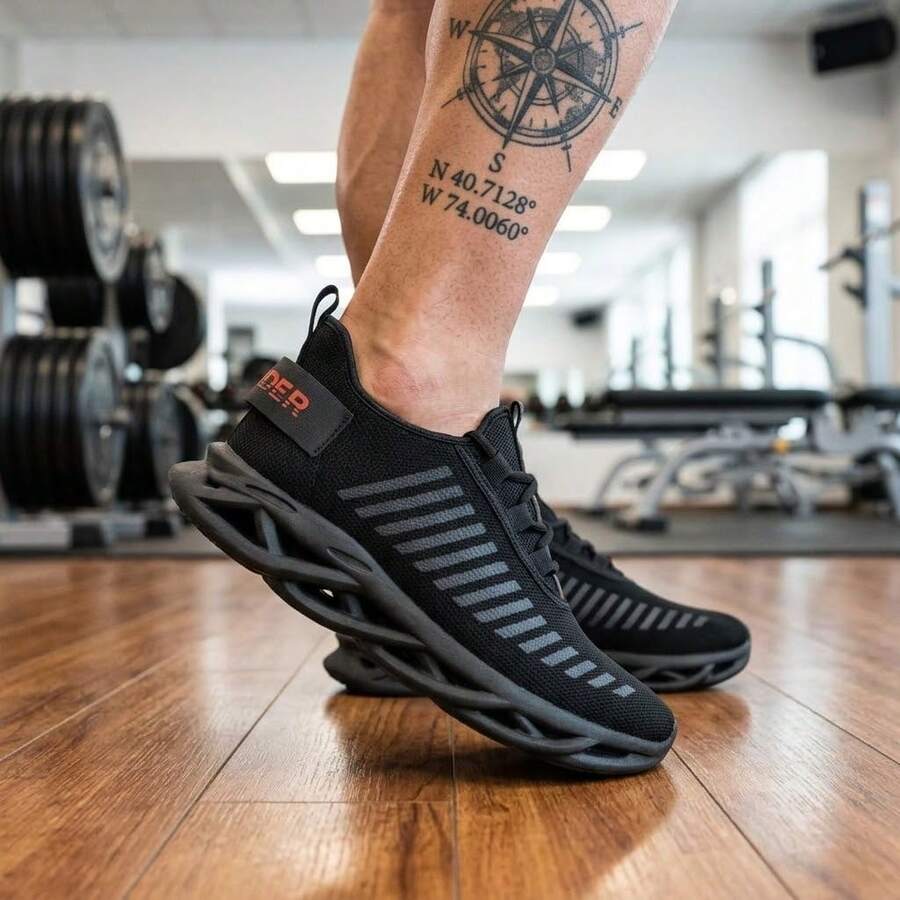 Men's Infinite Comfortable Lightweight Gym Walking Training Fitness Sports Casual Everyday Breathable Soft Cushioning Non-Slip Flexible Running Light Work Modern Style Durable Extended Comfort Soft Insole Rubber Outsole High Quality Current Design Versatile Daily Use Gym Street Long Walk Functional Training Maximum Lightness Perfect Fit Total Comfort Men's Casual Sports Fashion Fitness Comfortable Resistant Breathable Running Walking Gym Shoes - 黑色 - 查看 1