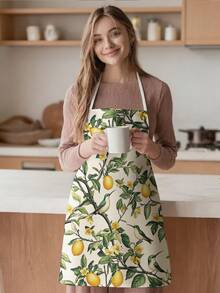 1pc, Flowers And Little Birds Pattern Polyester Apron, Suitable For Cooking, Baking, And Gardening - Can Be Used As Attire For The Kitchen And Dining - Multicolor - View 2